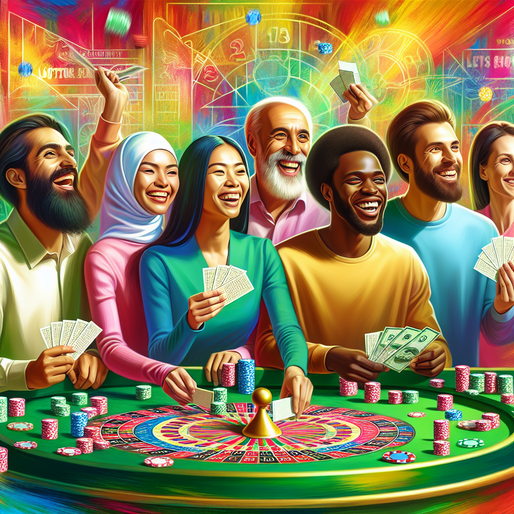 Colorful casino games and lottery tickets