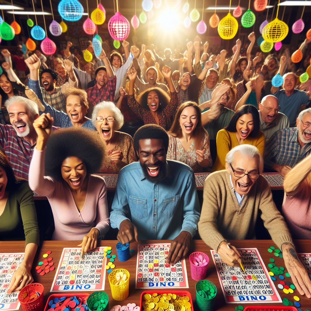 Colorful bingo game setup